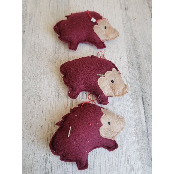 Felt red porcupine plush sequin ornament Xmas set - Picture 6 of 8